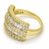 Oro Laminado Multi Stone Ring, Gold Filled Style Baguette Design, with White Cubic Zirconia and White Micro Pave, Polished, Golden Finish, 01.99.0026.09 (Size 9)