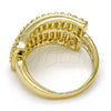 Oro Laminado Multi Stone Ring, Gold Filled Style Baguette Design, with White Cubic Zirconia and White Micro Pave, Polished, Golden Finish, 01.99.0026.09 (Size 9)