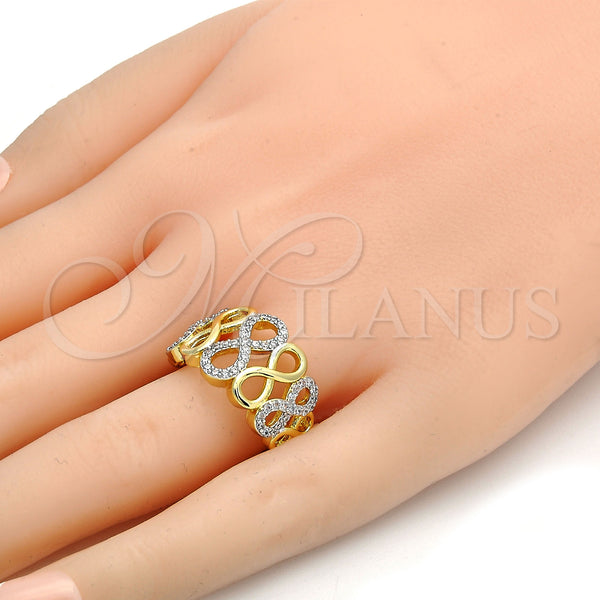 Gold Filled Ring — Multi Stone Ring Infinite Design with White Micro — alternate product view — SKU 107719 | Oro Laminado anillo — Multi Stone Ring Infinite diseño with blanco Micro — SKU 107719