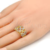 Oro Laminado Multi Stone Ring, Gold Filled Style Infinite Design, with White Micro Pave, Polished, Two Tone, 01.99.0033.08 (Size 8)