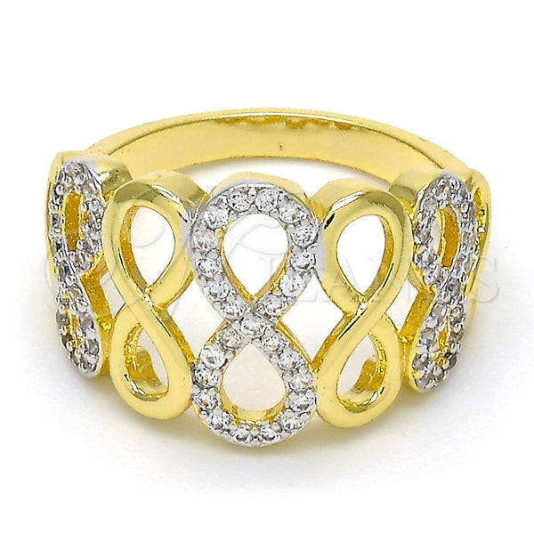 Gold Filled Ring — Multi Stone Ring Infinite Design with White Micro — main product view — SKU 107719 | Oro Laminado anillo — Multi Stone Ring Infinite diseño with blanco Micro — SKU 107719
