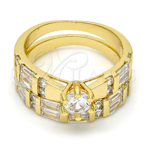 Gold Filled Ring — Wedding Ring Duo Design with White Cubic Zirconia — main product view — SKU 107723 | Oro Laminado anillo — Wedding Ring Duo diseño with blanco Cubic Zirconia — SKU 107723