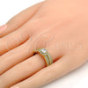 Oro Laminado Wedding Ring, Gold Filled Style Duo Design, with White Cubic Zirconia, Polished, Golden Finish, 01.99.0035.08 (Size 8)