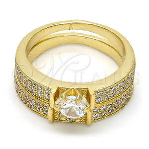 Gold Filled Ring — Wedding Ring Duo Design with White Cubic Zirconia — main product view — SKU 107732 | Oro Laminado anillo — Wedding Ring Duo diseño with blanco Cubic Zirconia — SKU 107732