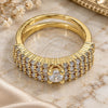 Oro Laminado Wedding Ring, Gold Filled Style Duo Design, with White Cubic Zirconia, Polished, Golden Finish, 01.99.0037.09 (Size 9)