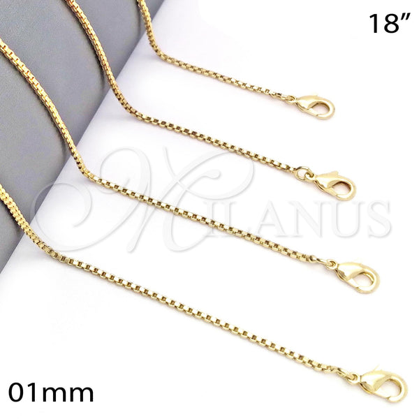 Gold Filled Necklace — Basic Necklace Box Design Polished 04.99. 01 MM — main product view — SKU 107769 | Oro Laminado collar — básico Necklace Box diseño pulido 04.99. 01 MM — SKU 107769