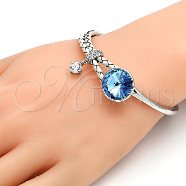 White Gold Filled Jewelry — Individual Bangle with Aquamarine Swarovski Crystals and White — alternate product view — SKU 107797 | Oro Laminado Blanco joyería — Individual Bangle with Aquamarine Swarovski Crystals and blanco — SKU 107797