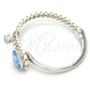 Rhodium Gold Filled Individual Bangle, with Aquamarine Swarovski Crystals and White Micro Pave, Polished, Rhodium Finish, 07.239.0001 (03 MM Thickness, One size fits all)
