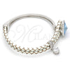Rhodium Gold Filled Individual Bangle, with Aquamarine Swarovski Crystals and White Micro Pave, Polished, Rhodium Finish, 07.239.0001 (03 MM Thickness, One size fits all)