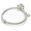 Rhodium Gold Filled Individual Bangle, with Aquamarine Swarovski Crystals and White Micro Pave, Polished, Rhodium Finish, 07.239.0001 (03 MM Thickness, One size fits all)