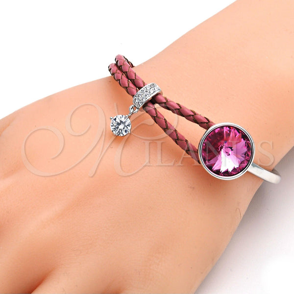 White Gold Filled Jewelry — Individual Bangle with Rose Swarovski Crystals and White — alternate product view — SKU 107800 | Oro Laminado Blanco joyería — Individual Bangle with Rose Swarovski Crystals and blanco — SKU 107800
