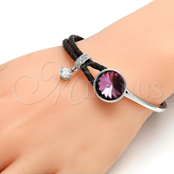 White Gold Filled Jewelry — Individual Bangle with Amethyst Swarovski Crystals and White — alternate product view — SKU 107801 | Oro Laminado Blanco joyería — Individual Bangle with Amethyst Swarovski Crystals and blanco — SKU 107801