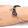 Rhodium Gold Filled Individual Bangle, with Amethyst Swarovski Crystals and White Micro Pave, Polished, Rhodium Finish, 07.239.0001.4 (03 MM Thickness, One size fits all)