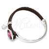 Rhodium Gold Filled Individual Bangle, with Amethyst Swarovski Crystals and White Micro Pave, Polished, Rhodium Finish, 07.239.0001.4 (03 MM Thickness, One size fits all)
