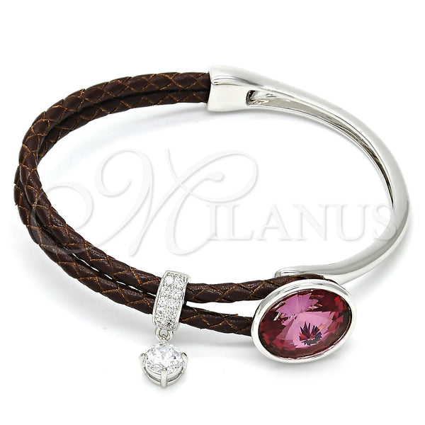 White Gold Filled Jewelry — Individual Bangle with Amethyst Swarovski Crystals and White — main product view — SKU 107801 | Oro Laminado Blanco joyería — Individual Bangle with Amethyst Swarovski Crystals and blanco — SKU 107801