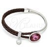 Rhodium Gold Filled Individual Bangle, with Amethyst Swarovski Crystals and White Micro Pave, Polished, Rhodium Finish, 07.239.0001.4 (03 MM Thickness, One size fits all)