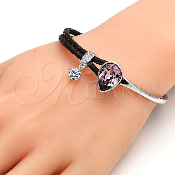 White Gold Filled Jewelry — Individual Bangle Teardrop Design with Light Rose Swarovski — alternate product view — SKU 107811 | Oro Laminado Blanco joyería — Individual Bangle Teardrop diseño with Light Rose Swarovski — SKU 107811