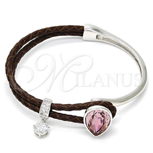 White Gold Filled Jewelry — Individual Bangle Teardrop Design with Light Rose Swarovski — main product view — SKU 107811 | Oro Laminado Blanco joyería — Individual Bangle Teardrop diseño with Light Rose Swarovski — SKU 107811