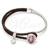 Rhodium Gold Filled Individual Bangle, Teardrop Design, with Light Rose Swarovski Crystals and White Micro Pave, Polished, Rhodium Finish, 07.239.0002.6 (03 MM Thickness, One size fits all)