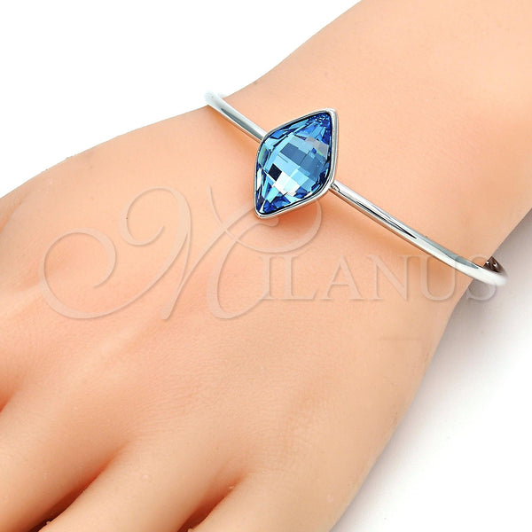 White Gold Filled Jewelry — Individual Bangle with Light Turquoise Swarovski Crystals Polished — alternate product view — SKU 107823 | Oro Laminado Blanco joyería — Individual Bangle with Light Turquoise Swarovski Crystals pulido — SKU 107823