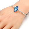 Rhodium Gold Filled Individual Bangle, with Light Turquoise Swarovski Crystals, Polished, Rhodium Finish, 07.239.0006 (02 MM Thickness, One size fits all)