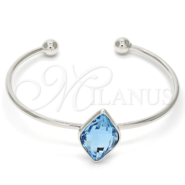 White Gold Filled Jewelry — Individual Bangle with Light Turquoise Swarovski Crystals Polished — main product view — SKU 107823 | Oro Laminado Blanco joyería — Individual Bangle with Light Turquoise Swarovski Crystals pulido — SKU 107823