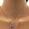 Rhodium Gold Filled Pendant Necklace, with Tanzanite and Aurore Boreale Swarovski Crystals, Polished, Rhodium Finish, 04.239.0039.16 (01 MM Thickness, 16 Inches Length)
