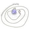Rhodium Gold Filled Pendant Necklace, with Tanzanite and Aurore Boreale Swarovski Crystals, Polished, Rhodium Finish, 04.239.0039.16 (01 MM Thickness, 16 Inches Length)