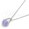 Rhodium Gold Filled Pendant Necklace, with Tanzanite and Aurore Boreale Swarovski Crystals, Polished, Rhodium Finish, 04.239.0039.16 (01 MM Thickness, 16 Inches Length)