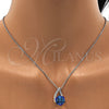 Rhodium Plated Pendant Necklace, with Bermuda Blue and Aurore Boreale Swarovski Crystals, Polished, Rhodium Finish, 04.239.0039.3.16 (01 MM Thickness, 16 Inches Length)
