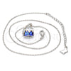 Rhodium Plated Pendant Necklace, with Bermuda Blue and Aurore Boreale Swarovski Crystals, Polished, Rhodium Finish, 04.239.0039.3.16 (01 MM Thickness, 16 Inches Length)