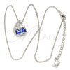 Rhodium Plated Pendant Necklace, with Bermuda Blue and Aurore Boreale Swarovski Crystals, Polished, Rhodium Finish, 04.239.0039.3.16 (01 MM Thickness, 16 Inches Length)