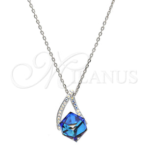 White Gold Filled Necklace — Pendant Necklace with Bermuda Blue and Aurore Boreale — main product view — SKU 107840 | Oro Laminado Blanco collar — Pendant Necklace with Bermuda Blue and Aurore Boreale — SKU 107840