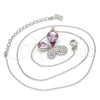 Rhodium Plated Pendant Necklace, Butterfly Design, with Violet and Aurore Boreale Swarovski Crystals, Polished, Rhodium Finish, 04.239.0043.3.18 (01 MM Thickness, 18 Inches Length)