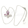 Rhodium Plated Pendant Necklace, Butterfly Design, with Violet and Aurore Boreale Swarovski Crystals, Polished, Rhodium Finish, 04.239.0043.3.18 (01 MM Thickness, 18 Inches Length)