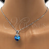 Rhodium Plated Pendant Necklace, Heart Design, with Bermuda Blue and Aurore Boreale Swarovski Crystals, Polished, Rhodium Finish, 04.239.0044.1.18 (01 MM Thickness, 18 Inches Length)