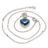 Rhodium Plated Pendant Necklace, Heart Design, with Bermuda Blue and Aurore Boreale Swarovski Crystals, Polished, Rhodium Finish, 04.239.0044.1.18 (01 MM Thickness, 18 Inches Length)
