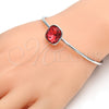 Rhodium Gold Filled Individual Bangle, with Padparadscha Swarovski Crystals, Polished, Rhodium Finish, 07.239.0010 (02 MM Thickness, One size fits all)