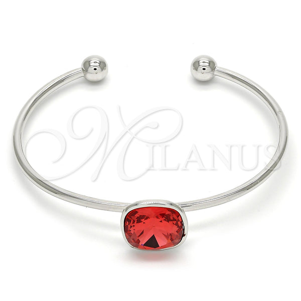 White Gold Filled Jewelry — Individual Bangle with Padparadscha Swarovski Crystals Polished 07. — main product view — SKU 107862 | Oro Laminado Blanco joyería — Individual Bangle with Padparadscha Swarovski Crystals pulido 07. — SKU 107862