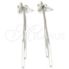 Rhodium Gold Filled Long Earring, Flower Design, with Crystal Swarovski Crystals, Polished, Rhodium Finish, 02.239.0022