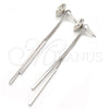 Rhodium Gold Filled Long Earring, Flower Design, with Crystal Swarovski Crystals, Polished, Rhodium Finish, 02.239.0022