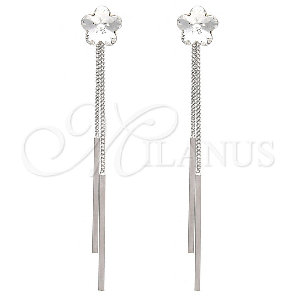 White Gold Filled Ring — Long Earring Flower Design with Crystal Swarovski Crystals — main product view — SKU 107870 | Oro Laminado Blanco anillo — Long Earring flor diseño with cristal Swarovski Crystals — SKU 107870