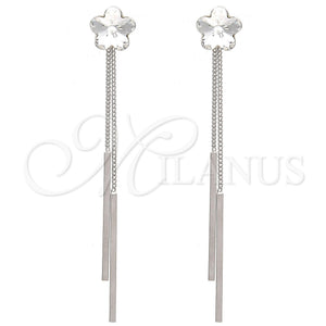 White Gold Filled Ring — Long Earring Flower Design with Crystal Swarovski Crystals — main product view — SKU 107870 | Oro Laminado Blanco anillo — Long Earring flor diseño with cristal Swarovski Crystals — SKU 107870