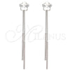 Rhodium Gold Filled Long Earring, Flower Design, with Crystal Swarovski Crystals, Polished, Rhodium Finish, 02.239.0022