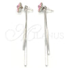 Rhodium Gold Filled Long Earring, Flower Design, with Light Rose Swarovski Crystals, Polished, Rhodium Finish, 02.239.0022.1
