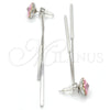 Rhodium Gold Filled Long Earring, Flower Design, with Light Rose Swarovski Crystals, Polished, Rhodium Finish, 02.239.0022.1