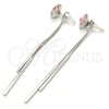 Rhodium Gold Filled Long Earring, Flower Design, with Light Rose Swarovski Crystals, Polished, Rhodium Finish, 02.239.0022.1