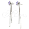 Rhodium Gold Filled Long Earring, Flower Design, with Amethyst Swarovski Crystals, Polished, Rhodium Finish, 02.239.0022.2