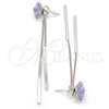 Rhodium Gold Filled Long Earring, Flower Design, with Amethyst Swarovski Crystals, Polished, Rhodium Finish, 02.239.0022.2