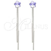 Rhodium Gold Filled Long Earring, Flower Design, with Amethyst Swarovski Crystals, Polished, Rhodium Finish, 02.239.0022.2